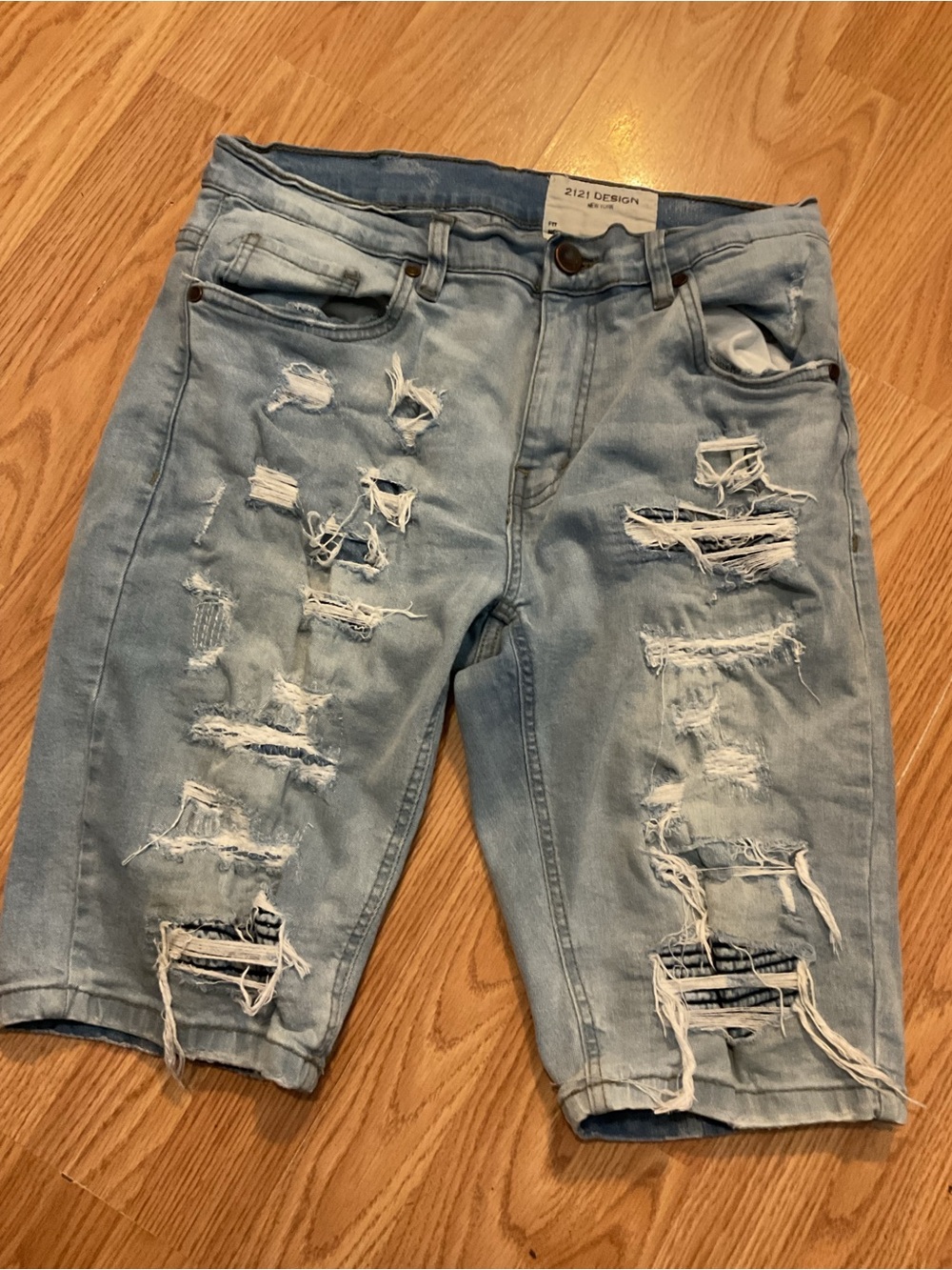 Men’s 2121 Fractured/Distressed/Ripped Denim Shorts Stretchy 36/12